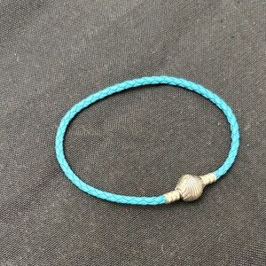 Pandora Turquoise Braided Bracelet with Silver shell Clasp